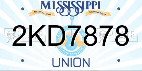 2KD7878 Mississippi License Plate