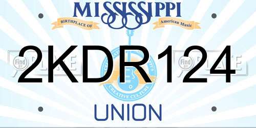2KDR124 Mississippi License Plate