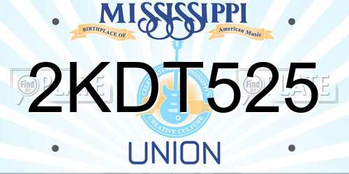 2KDT525 Mississippi License Plate