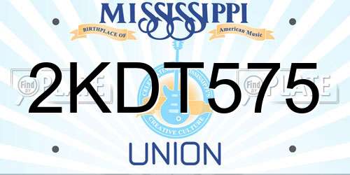 2KDT575 Mississippi License Plate