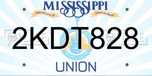 2KDT828 Mississippi License Plate