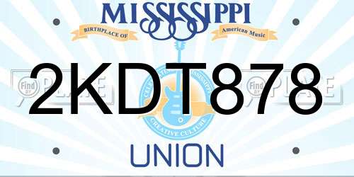 2KDT878 Mississippi License Plate