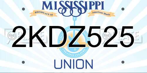 2KDZ525 Mississippi License Plate