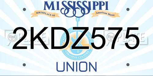 2KDZ575 Mississippi License Plate