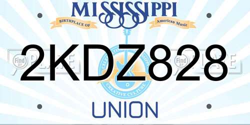 2KDZ828 Mississippi License Plate