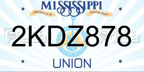 2KDZ878 Mississippi License Plate