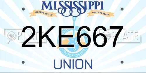 2KE667 Mississippi License Plate