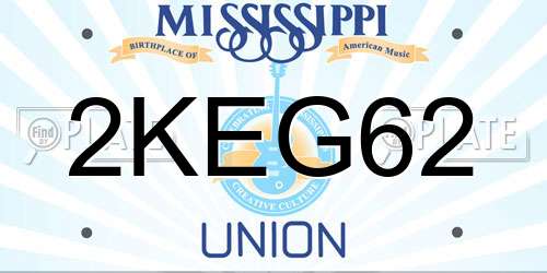 2KEG62 Mississippi License Plate
