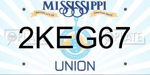 2KEG67 Mississippi License Plate