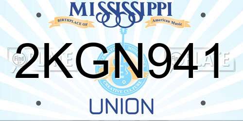 2KGN941 Mississippi License Plate