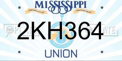 2KH364 Mississippi License Plate