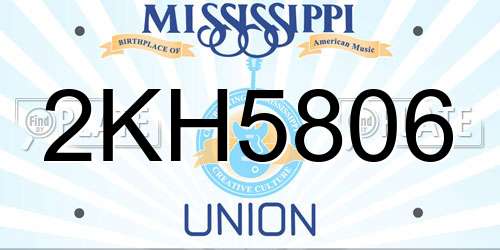 2KH5806 Mississippi License Plate