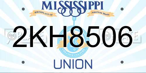 2KH8506 Mississippi License Plate