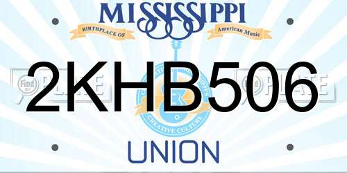 2KHB506 Mississippi License Plate