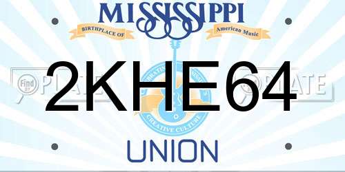 2KHE64 Mississippi License Plate