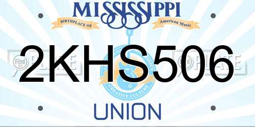 2KHS506 Mississippi License Plate