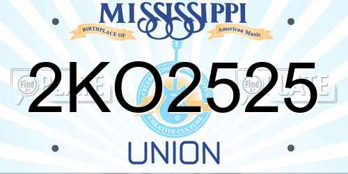 2KO2525 Mississippi License Plate