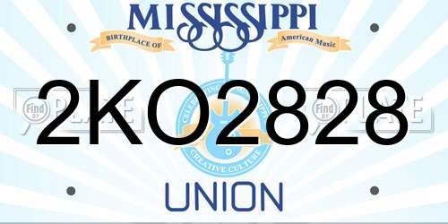 2KO2828 Mississippi License Plate