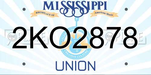 2KO2878 Mississippi License Plate
