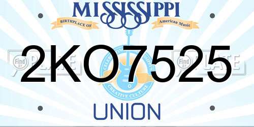 2KO7525 Mississippi License Plate