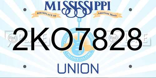 2KO7828 Mississippi License Plate