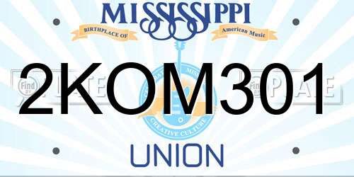 2KOM301 Mississippi License Plate