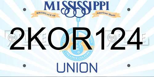 2KOR124 Mississippi License Plate