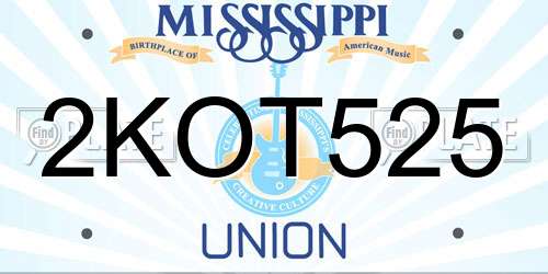 2KOT525 Mississippi License Plate
