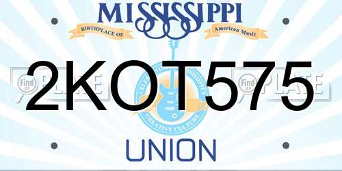 2KOT575 Mississippi License Plate