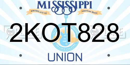 2KOT828 Mississippi License Plate