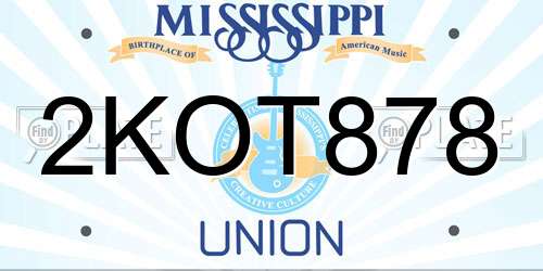 2KOT878 Mississippi License Plate