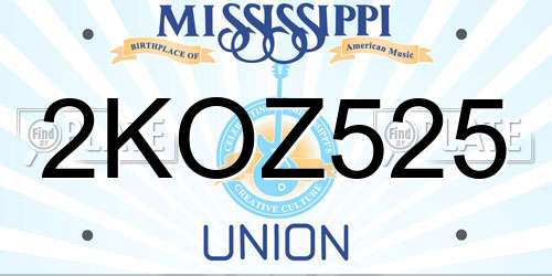 2KOZ525 Mississippi License Plate