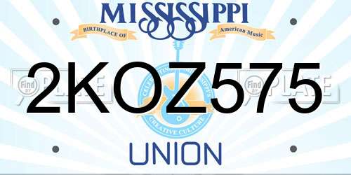 2KOZ575 Mississippi License Plate
