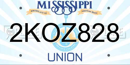 2KOZ828 Mississippi License Plate