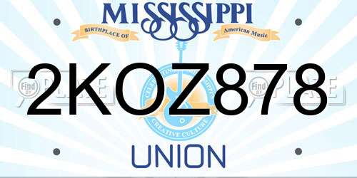 2KOZ878 Mississippi License Plate