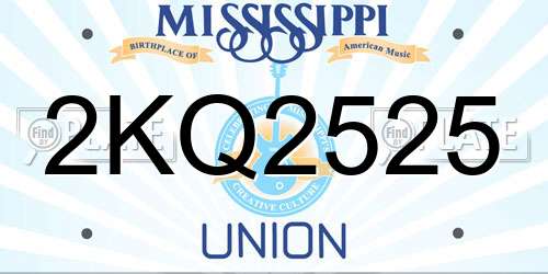 2KQ2525 Mississippi License Plate