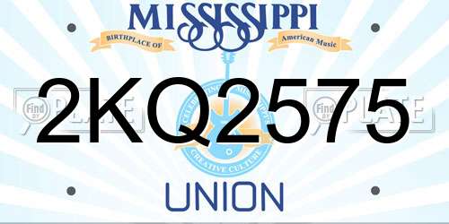 2KQ2575 Mississippi License Plate