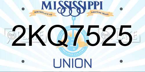 2KQ7525 Mississippi License Plate