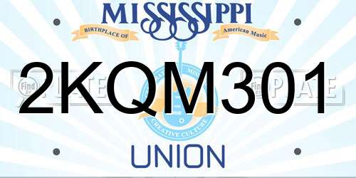 2KQM301 Mississippi License Plate