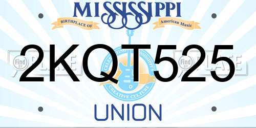 2KQT525 Mississippi License Plate