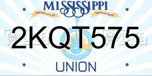 2KQT575 Mississippi License Plate