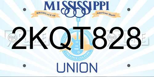 2KQT828 Mississippi License Plate