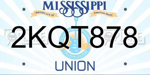 2KQT878 Mississippi License Plate