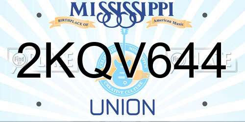 2KQV644 Mississippi License Plate