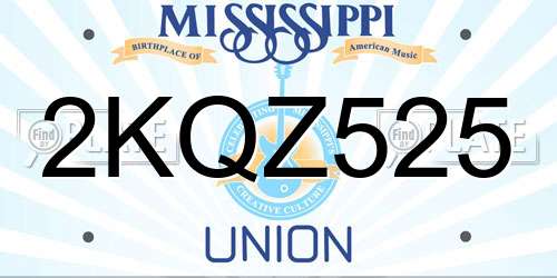2KQZ525 Mississippi License Plate