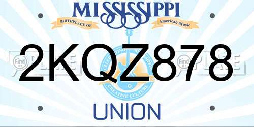 2KQZ878 Mississippi License Plate