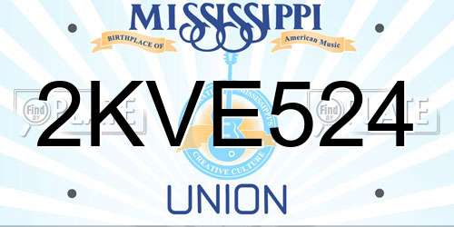 2KVE524 Mississippi License Plate