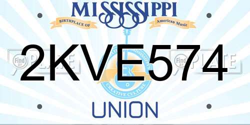 2KVE574 Mississippi License Plate