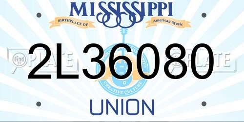2L36080 Mississippi License Plate