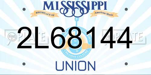 2L68144 Mississippi License Plate